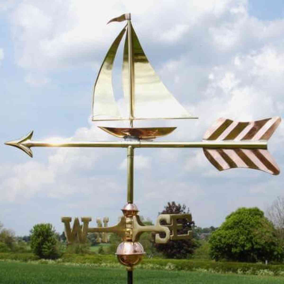 Copper sail boat weathervane